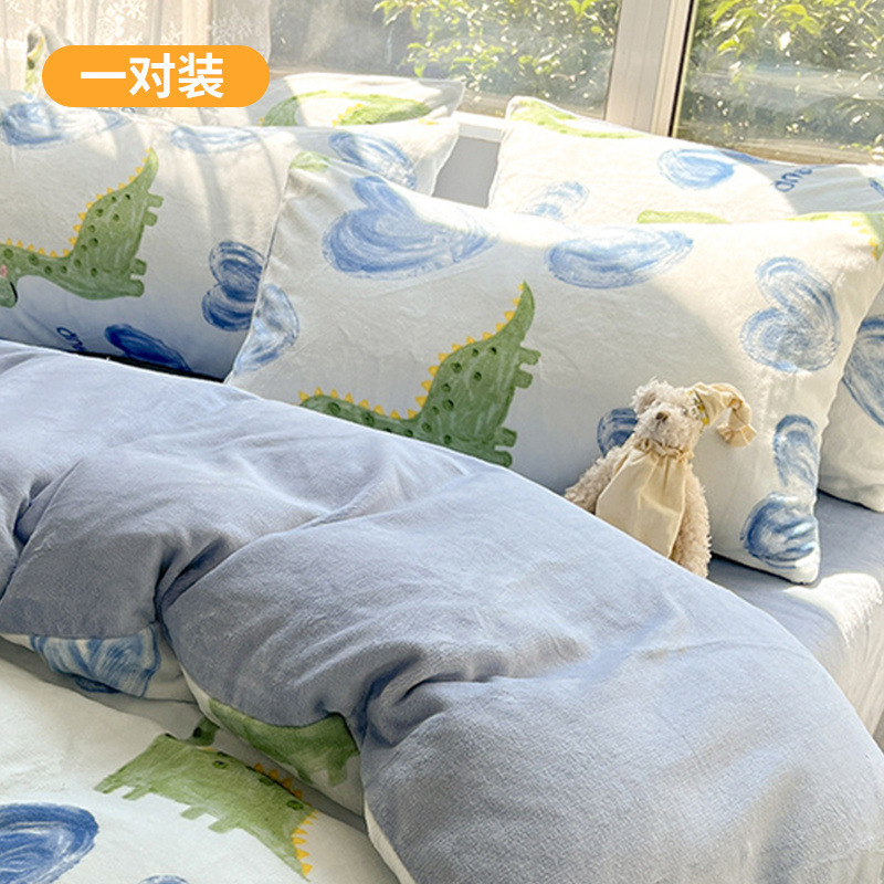 Funda de almohada de terciopelo de leche de invierno, un par de fundas de almohada de terciopelo de coral grueso, una sola funda de revestimiento de núcleo de almohada para niños 48x74 2