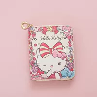 Новый короткий кошелек, милый мини-кошелек hellokitty на молнии, женский модный кошелек для монет с котенком