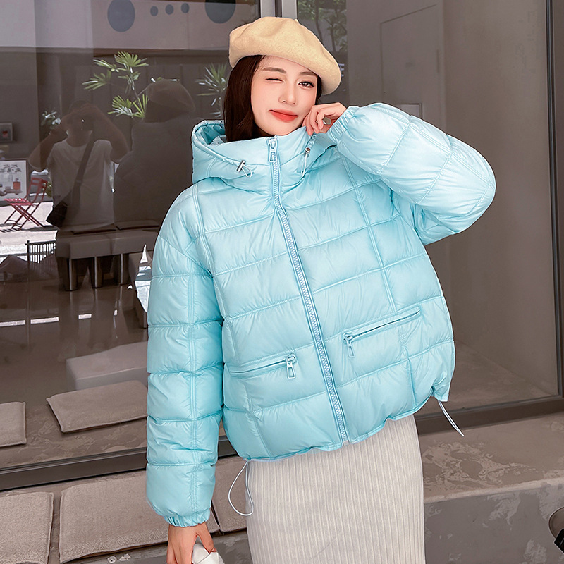 Hooded Puffer Jacket New Style Thickened Women's Winter Ribbed Cotton Coat Versatile Loose Cotton Outerwear Cotton Jacket Hooded Puffer Jacket New Style Thickened Women's Winter Ribbed Cotton Coat Versatile Loose Cotton Outerwear Cotton Jacket