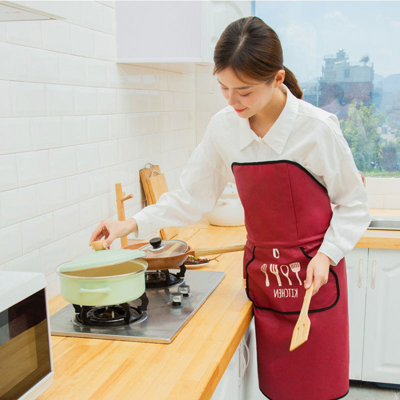 Factory Direct Supply Tie-free Automatic Apron Fashion Home Household Technology Fabric Anti-fouling and Oil-proof Waterproof logo