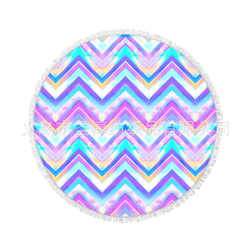 La fibra impresa redonda de la toalla de playa de la fuente directa de la fábrica con las borlas siente suave puede ser arena antiadherente de la playa de la imagen