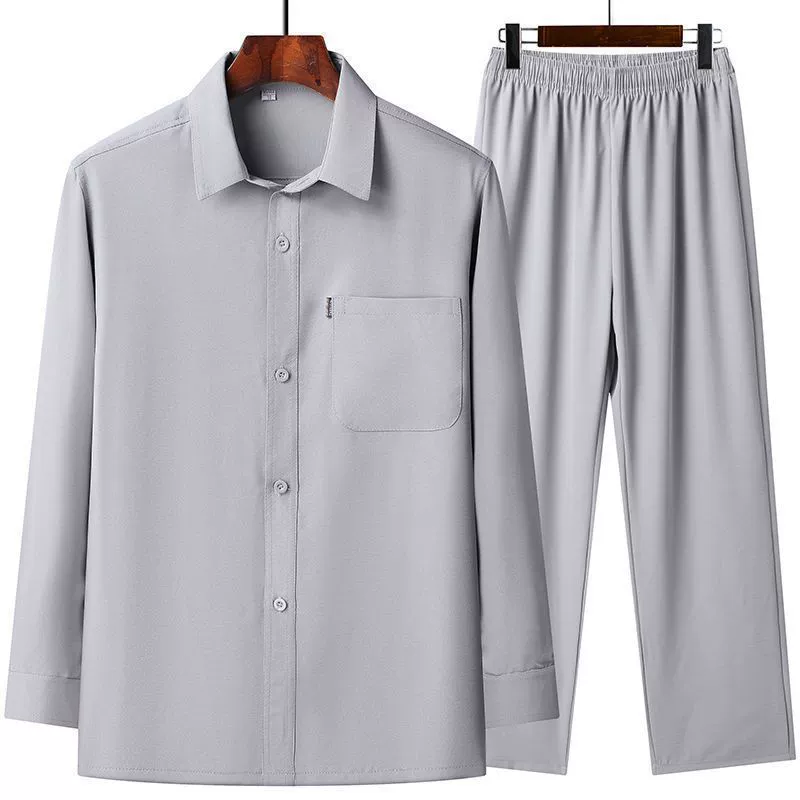 Silk shirt for elderly, summer set, for middle age