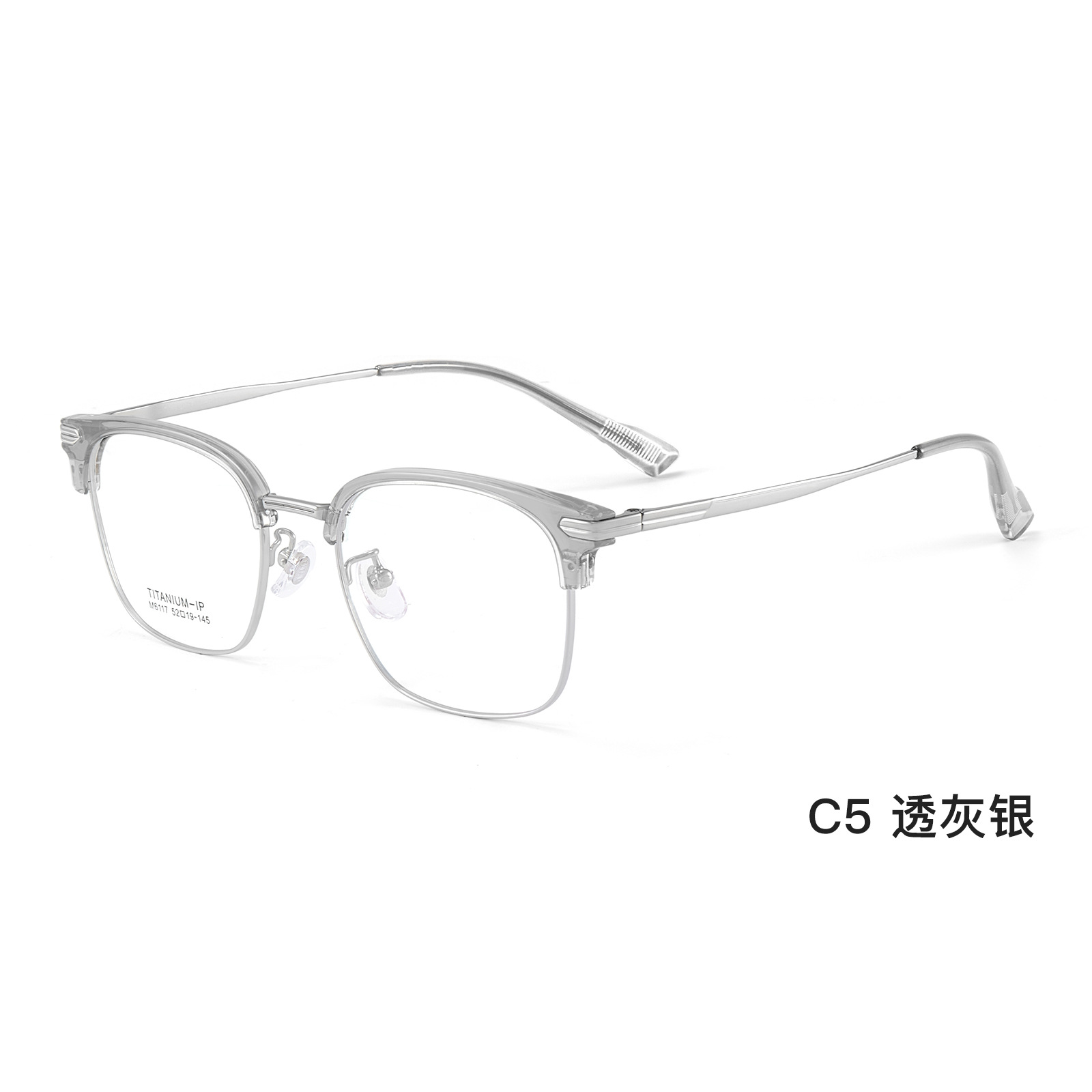 Moda y moda cool gris ceja cuadrada marco de titanio marco de gafas vacío IP galvanoplastia disponible con grado Danyang al por mayor