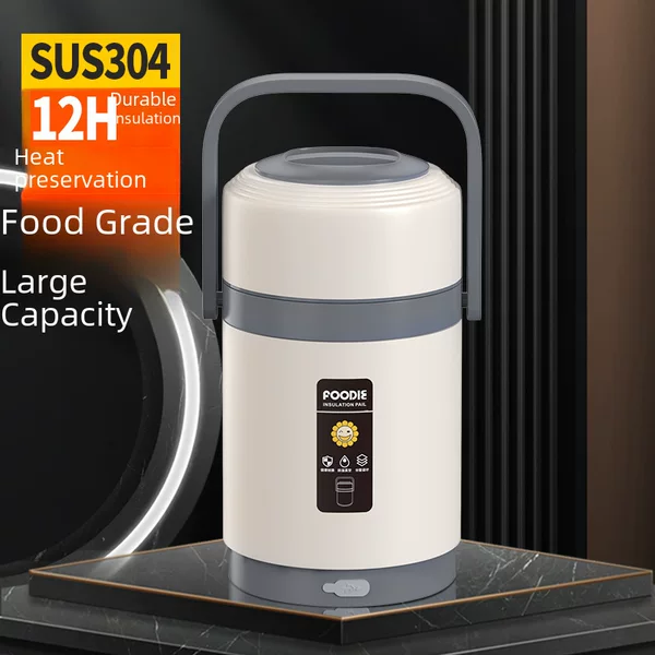 304 Stainless Steel Large Capacity Insulation Barrel Plug Electric Heating for Work Portable Car Braised Bucket Lunch Pot