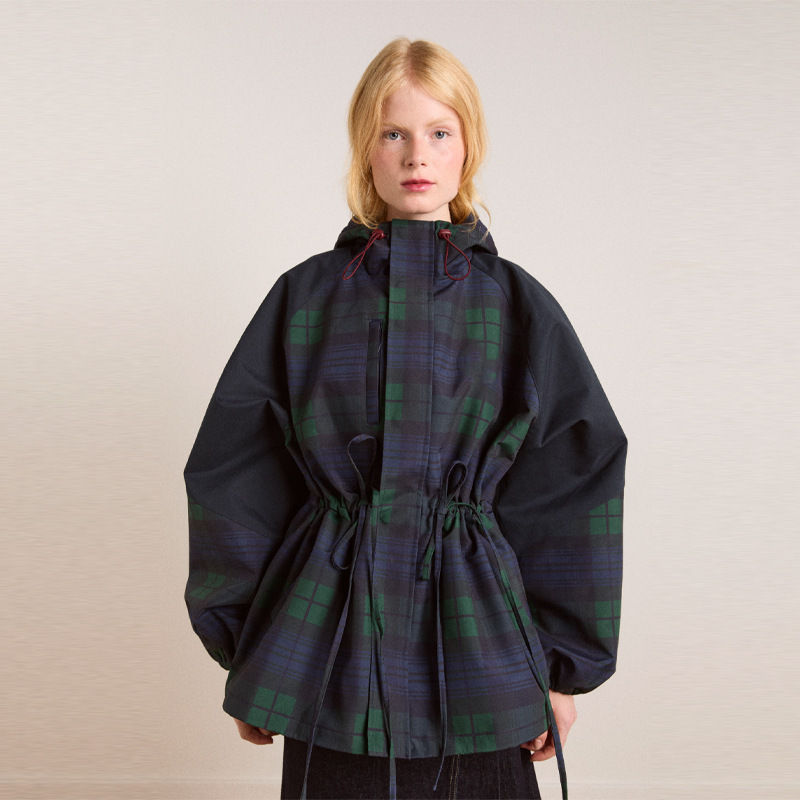 Casual Versatile Color-Blocked Stand-Up Collar Drawstring Waist Jacket 2025 Autumn Amazon Cross-Border Women's Clothing