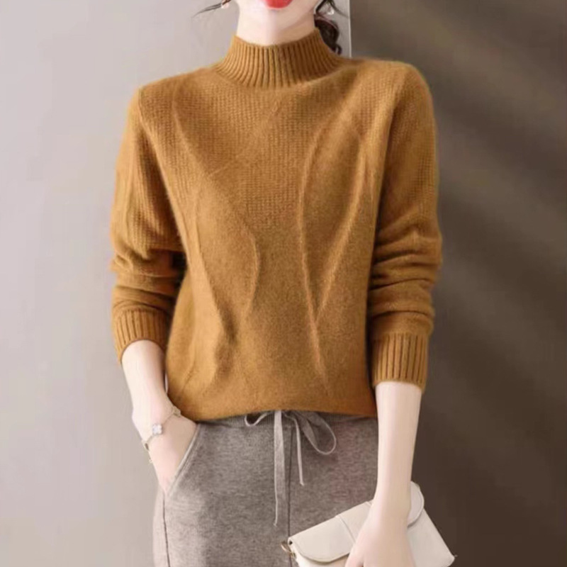 Half-Turtleneck Sweater for Women, 2026 Autumn and Winter New Style, Solid Color, Fashionable Loose Pullover, Long-Sleeve Knitwear for Women Half-Turtleneck Sweater for Women, 2026 Autumn and Winter New Style, Solid Color, Fashionable Loose Pullover, Long-Sleeve Knitwear for Women