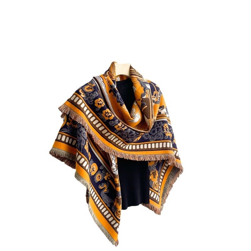 Neuer doppelseitiger Kaschmir-Schal mit Pferden, großer quadratischer Schal, vielseitiger, hochwertiger, warmer Geschenkschal für Ältere_voghion.com