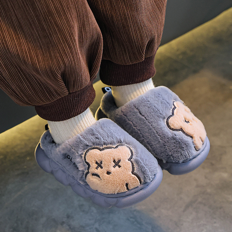 Otoño y invierno zapatillas de algodón para niños, niños y niñas, calentamiento y pelusa para padres y niños, zapatos de algodón para niños mayores y niños.