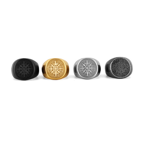 Viking Compass Compass Titanium Steel Ring New Creative Ring Men's European and American Personalized Trendy Stainless Steel Ring