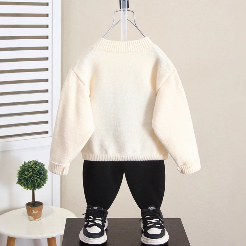6445 niños y niñas otoño e invierno suéter de punto de moda coreana 2025 nuevos niños ropa de invierno camisa de fondo bebé marea image 4