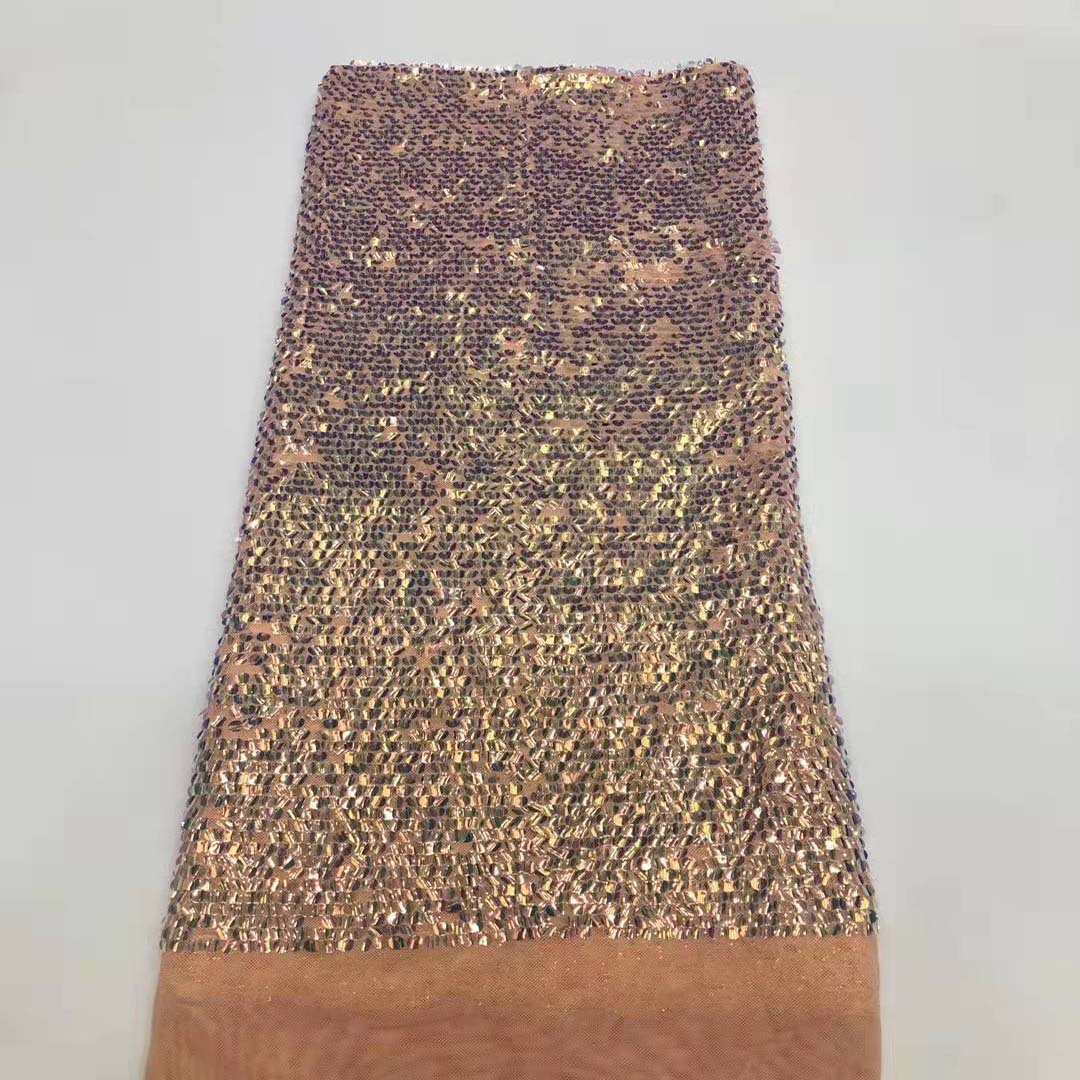 Nuevo bordado de lentejuelas color mágico gradiente de color de tela de lentejuelas vestido de malla de lentejuelas JX1802