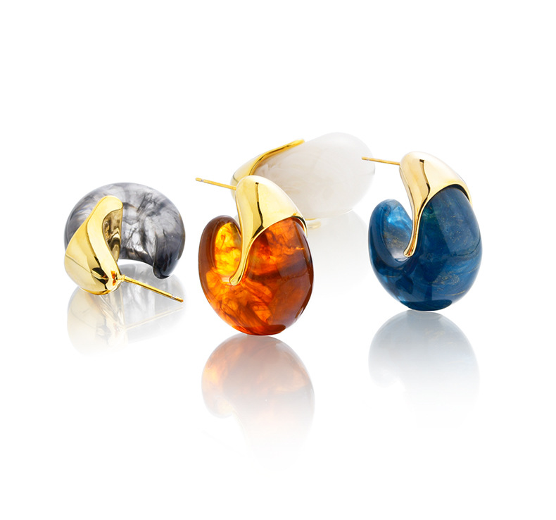 25g Weight 1 Pair Vintage Style Geometric Irregular Plating Resin Copper Ear Studs