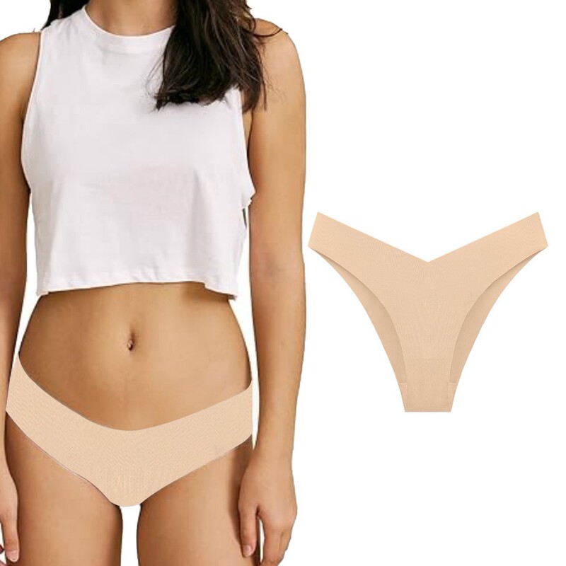 Cross-Border Women's Invisible Fashionable V-Cut Seamless Underwear Soft Stretch Shorts Non-Visible Bikini Underwear