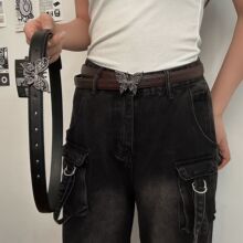 美式辣妹黑色半身裙腰带女小众设计腰封新款显瘦百搭包臀裙皮带女