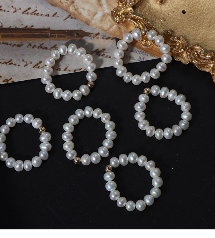 Einfacher Stil Einfarbig Perle Perlen Ringe 1 Stück display picture 1