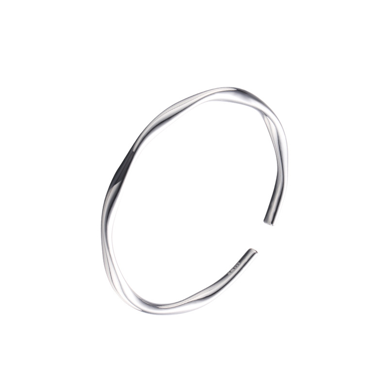 Mobius anillo pulsera mujer 999 plata esterlina nicho diseño liso anillo sólido plata pura joven pulsera de plata abierta