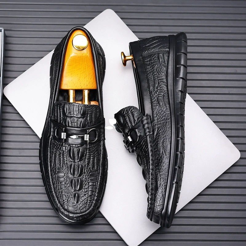 Мужские кожаные туфли без шнуровки, корейский стиль, натуральная кожа, мягкая подошва, британская мода, офисные работники, повседневные туфли-бини, весенние мужские лоферы