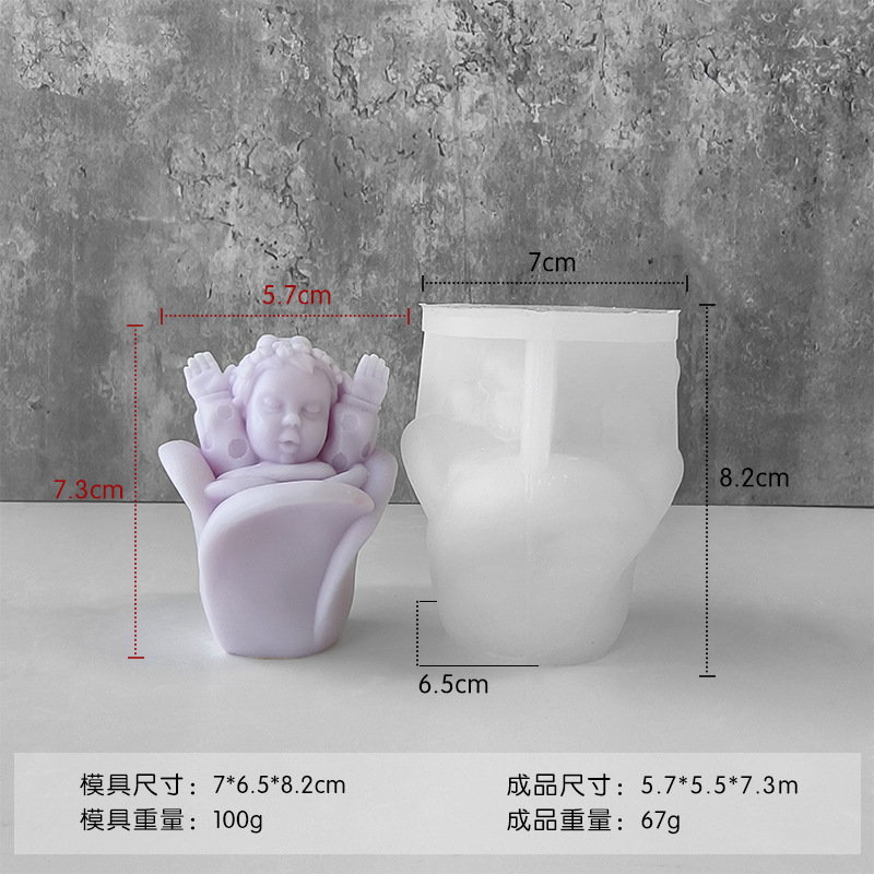 Jiahuimei Baby Angel Molde de silicona Producción de velas de aromaterapia Diy Molde de ángel de flores tridimensionales
