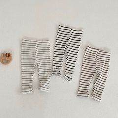 ins Korean style baby leggings new cotton pit strip high waist trousers baby striped casual outer leggings