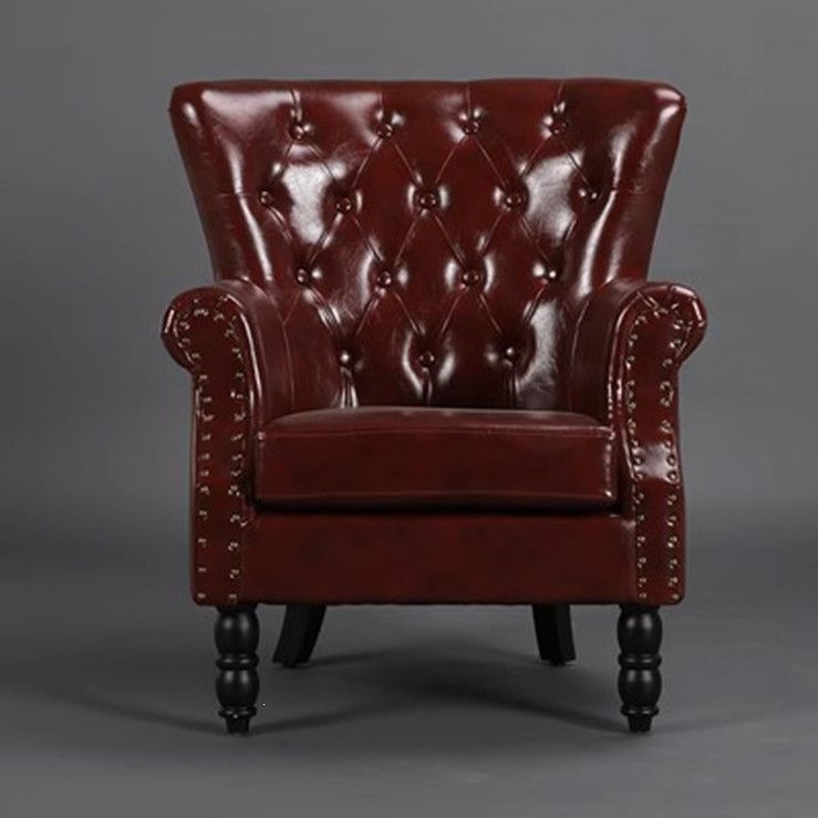 European-Style Retro Minimalist Tiger Chair, Leather Art Trendy Single-Seat Home Sofa, Small Apartment Balcony Lazy Sofa, American Style
