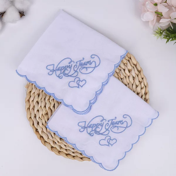 Cross-Border Popular Happytears Thank You Wedding Gifts Cotton Embroidered Handkerchiefs Small Square Scarf Decorative Souvenirs