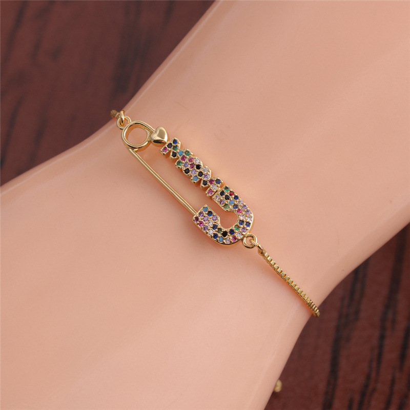 fashion paper clip adjustable colored zircon braceletpicture10