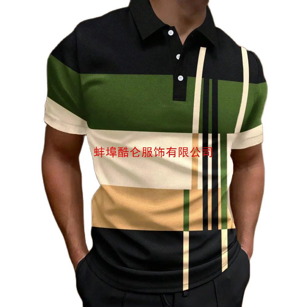 Men's Summer Foreign Trade New Striped Polo Shirt Summer Short-sleeved Top Men's Casual Polo Shirt Loose Top