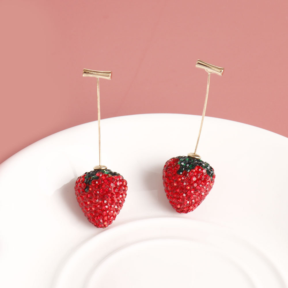 12g Weight Alloy Ear Needle Material Ear Studs Classification 1 Pair Quantity Holiday, Tea Party Occasion Zinc alloy Material Strawberry Pattern All Seasons Season Women's Gender Plating Design Sweet, Simple Style Style 1 Pair Sweet Simple Style Strawberry Plating Zinc Alloy Ear Studs 14