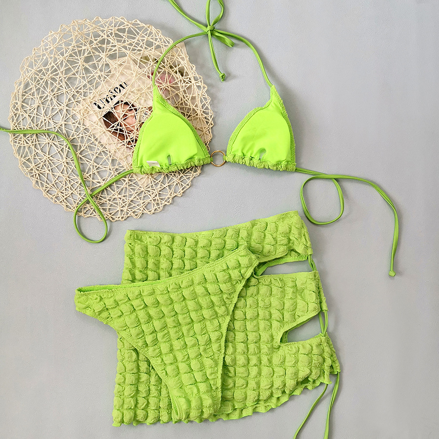 Women's Solid Color 3 Piece Set Bikinis display picture 6