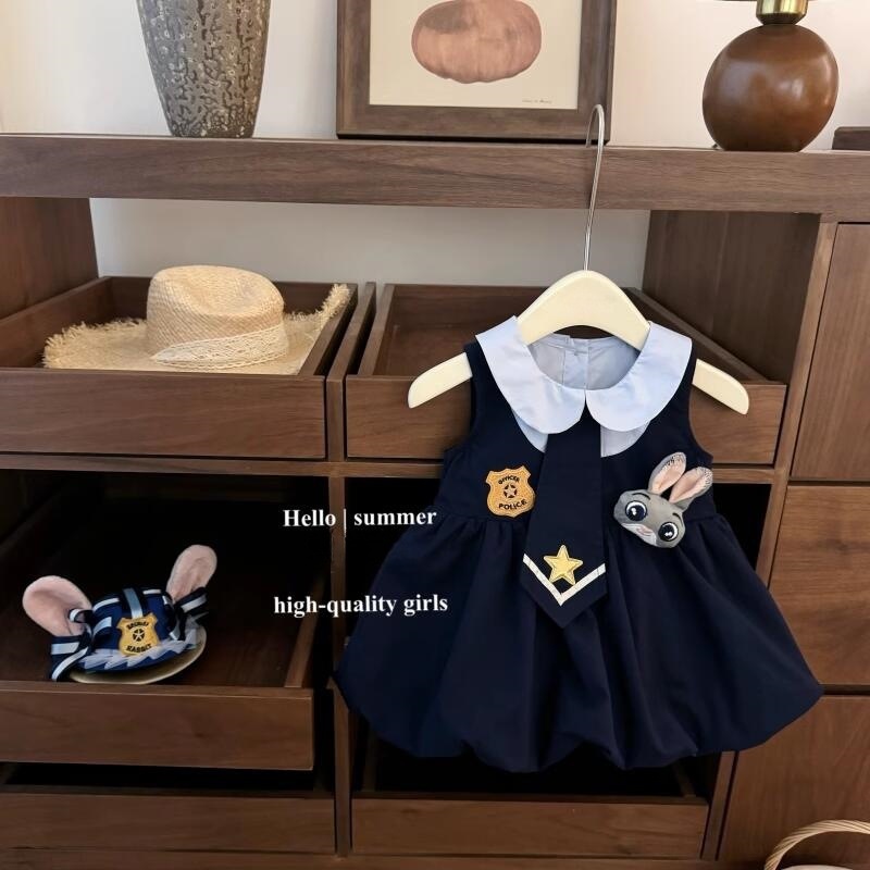 [Xianning Seven] Original cos Conejo Oficial de policía Bebé Jk Cute Doll Collar Estilo universitario Falda de botones florales