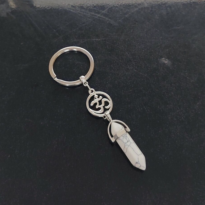 Comercio exterior nuevo 3D Cristal de loto columna hexagonal llavero moda regalo creativo bolsa colgante