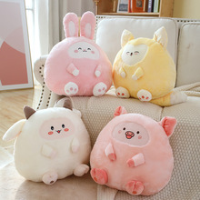 卡通软萌新款动物抱枕毛绒玩具狐狸兔子小羊小猪沙发家居靠垫玩偶