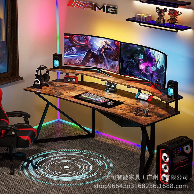 Computer Desk Large Home Office Desk with Monitor Stand Modern Wing Gaming Work Table Customizable Computer Desk Large Home Office Desk with Monitor Stand Modern Wing Gaming Work Table Customizable