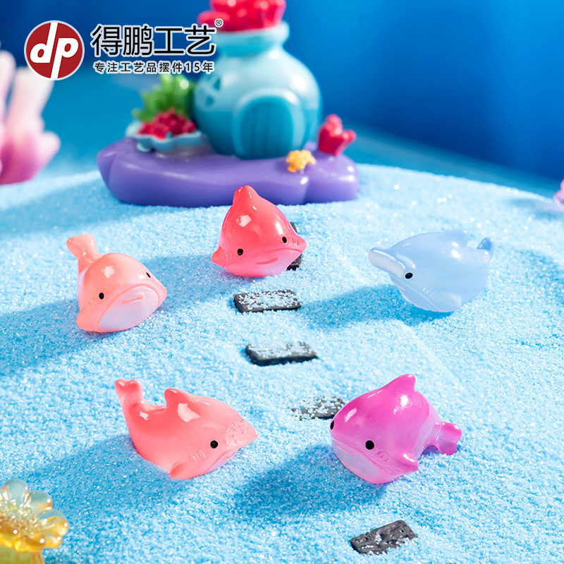 (2개) 마이크로 풍경 창의적 귀여운 빛나는 작은 상어 해양 동물 장식품 DIY 수족관 어항 장식 액세서리