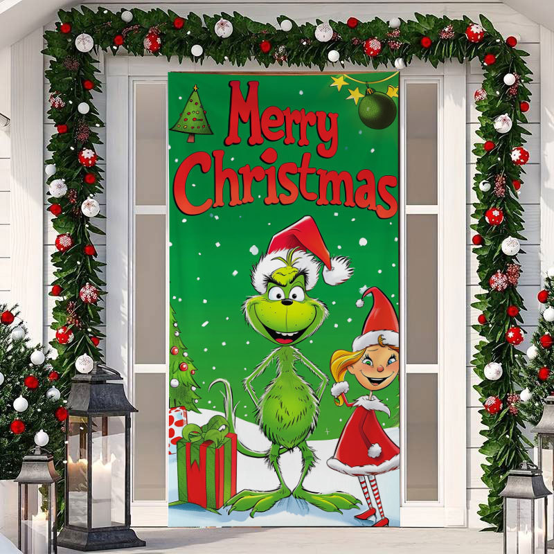 アマゾンクロスボーダー新型クリスマス怪傑門蓋祝日パーティーのドア貼り装飾雰囲気背景布メーカー直販|undefined