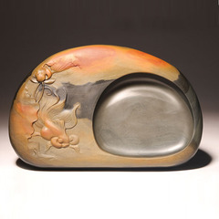 Intangible cultural heritage Anhui famous She inkstone work/high cost performance/gold skin raw stone seed material raw stone She inkstone/side by side