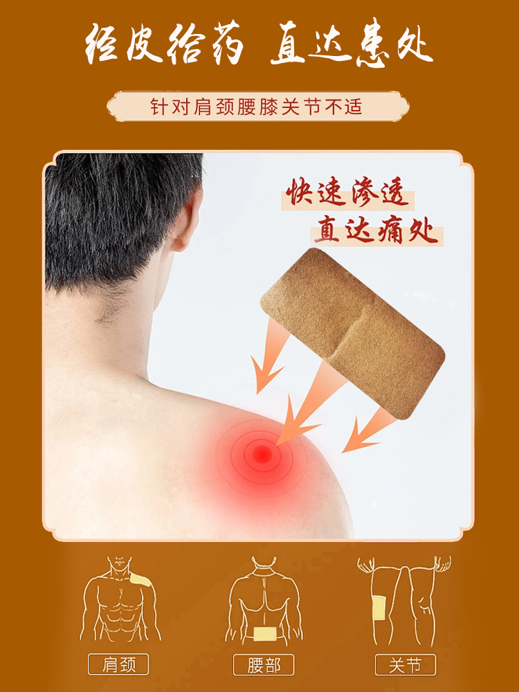 Musk Pain Relief Patch Herbal Plaster for Joint Neck Lumbar Support 12x8cm 6 Patches per Box specifications