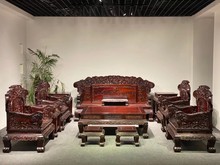 印尼黑酸枝阔叶黄檀客厅深雕麒麟沙发宝座仿古典新中式红木家具