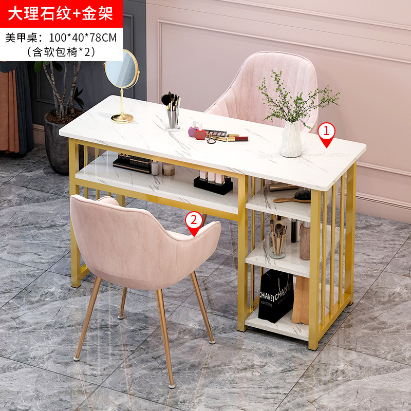 Neta de la moda rojo mesa de uñas y silla traje simple oferta especial Mesa de salón de uñas económico japonés individual mesa de uñas Doble