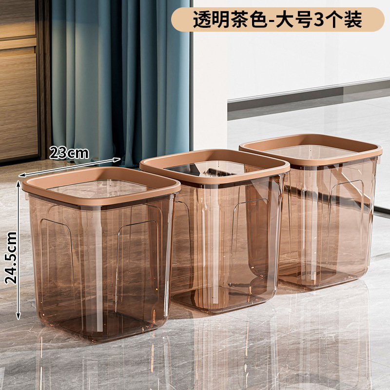 透明ゴミ箱大型家庭用ハイエンド収納バケツリビングルームバスルーム寝室キッチン圧力リングプラスチック紙バスケット|undefined