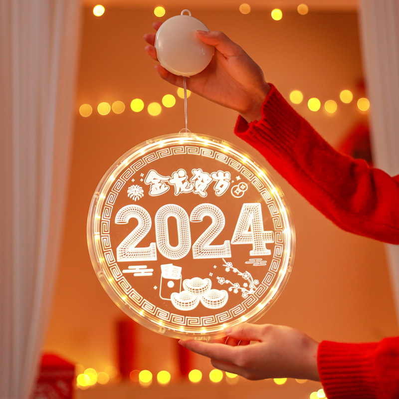 2024led Año Nuevo Lámpara decorativa Festival de Primavera luminoso fu carácter colgante Año Nuevo linterna ventana habitación diseño lámpara colgante