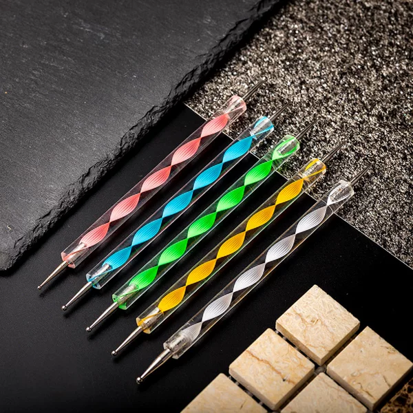 5 Double-Ended Spiral Tube Dotting Needles Acrylic Indentation Dotting Pen Nail Art Pen Dotting Pen Set Needle Tube Type