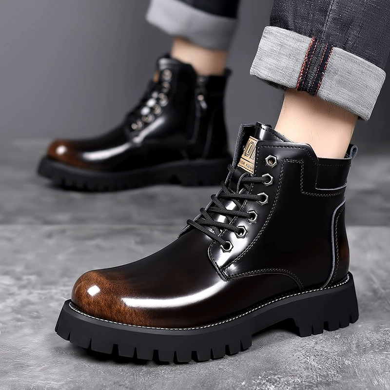 Boots (Martens Lsyd22) men's winter high ankle leather boots, plush‑lined option, sizes 38–44