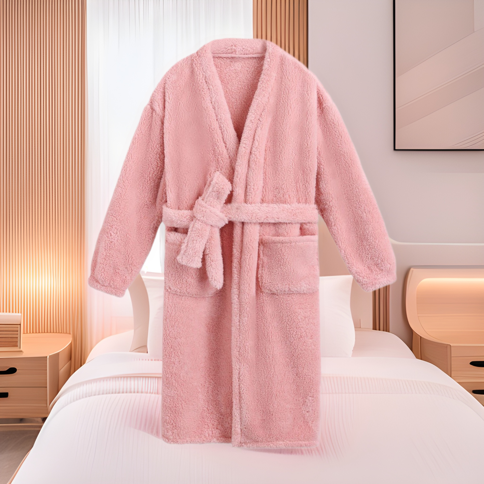 双面加厚舒棉绒中长款睡袍女秋冬季新款法兰绒一体式可外穿家居服