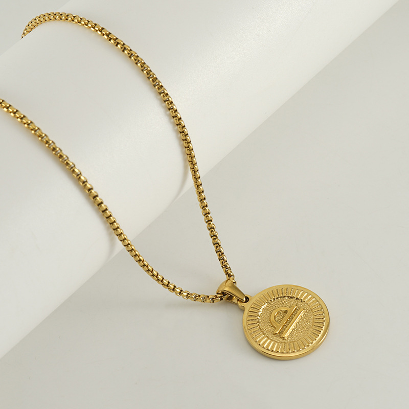 Collar transfronterizo de doce constelaciones de acero de titanio europeo y americano femenino 18K redondo tendencia de moda colgante de constelaciones de acero inoxidable clavícula