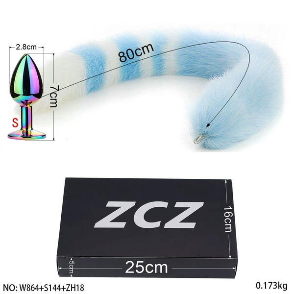 Small color model + extra long sky blue and white tail