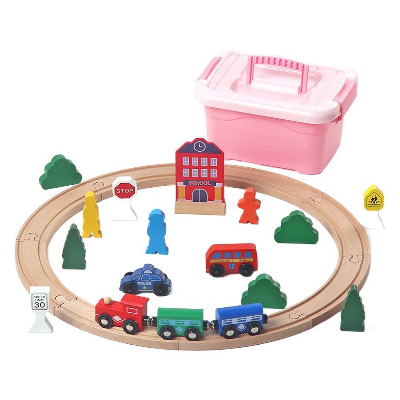 3 magnética eléctrico pequeño tren de madera pista scooter niños 3-6 años Niño rompecabezas montaje bloques de construcción juguete 5