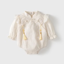婴儿连体衣春秋装a类女宝宝衣服新中式抓周哈衣爬服新生儿包屁衣