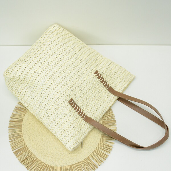 straw solid color capacious universal beach one-shoulder bag