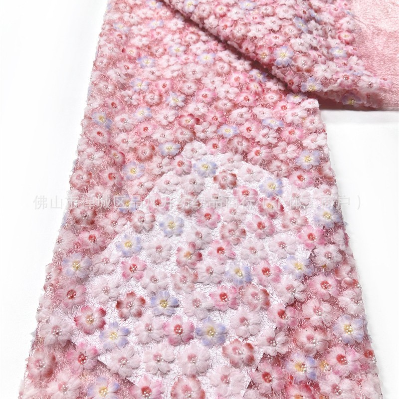 Fabricante nuevo 3D pequeña tela de flores y cuentas ins red con un vestido fresco pequeño vestido de tela de moda